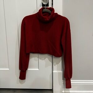 Red turtleneck cropped sweater